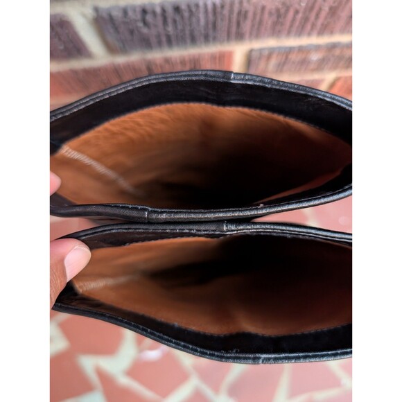 VINCE. Women's Black Leather Knee High Wedge Boots-Pull-On (No Zipper)- Size 6M - Picture 10 of 12